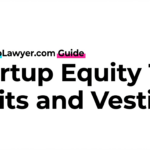 Bold hero banner reading "Startup Equity 101: Splits and Vesting" with a smaller caption above: "A StartupLawyer.com Guide"